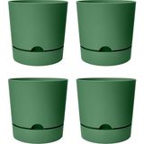 4 Adet Begonya Saksı Tabaklı Drenajlı Mat Plastik Çiçek Saksısı (Yeşil, 3.3 Litre)