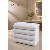 4 Adet Beyaz 50x85 Cm 200 Gram Bukle - Armür Otel El-yüz Havlusu Beyaz
