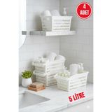 4 Adet Beyaz Plastik Çok Amaçlı Delikli Organizer Sepet – Mutfak Banyo Dolap İçi Düzenleyici 5 Litre OPH-001771