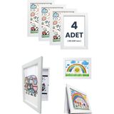 4 Adet Beyaz Premiore A4 Çocuk Sanat Resim Çerçevesi Katlanır Saklama Resmi Kolay Değiştirilebilir Manyetik Açılır Kapanır Çocuklar Için - White