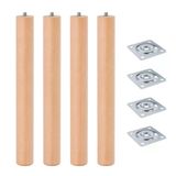 (4 Adet) Bohem 45 Cm Doğal Ahşap Boyasız Silindir Sehpa Ayağı - (1 Adet) 4X4 Metal Montaj Aparatı
