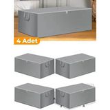 4 Adet - Büyük Boy Baza Altı ve Çekyat Hurç 65 x 45 x 22 cm - Gri - Beyaz