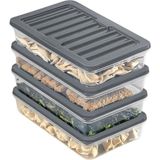 4 Adet Buzdolabı Organizeri, Buzdolabı Için Çok Amaçlı Saklama Kabı, Fresh Box, Şeffaf ve Ayarlanabilir, Gıdaları Taze Tutma Özelliği, Mutfak Düzenleyici (1200 Ml) - standart