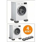 4 Adet Çamaşır Makinesi Titreşim Önleyici Kaydırmaz Stoper Set Bulaşık Buzdolabı Yükseltici - GRİ