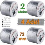 4 Adet Çatı Izolasyon Bandı 72 mm x 2 mt Su Sızdırmazlık Geçirmez Yalıtım Çamur Boru Sakız Tamir Bant - Gri - 72 mm x 2 Metre