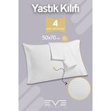 4 Adet Çizgili Pamuk Saten Antibakteriyel Fermuarlı Yıkanabilir Otel Lüks Yastık Kılıfı 50x70cm - Beyaz - 50x70 cm