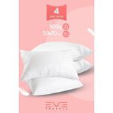 4 Adet Çizgili Saten Fermuarlı Antialerjik Yıkanabilir Silikon Elyaf Yüksek Dolgulu Yastık 900 gr - 50 × 70 cm - Beyaz