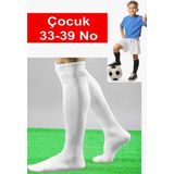 4 Adet Çocuk Futbol Maç Çorabi Futbol Tozluk 33-39 Numara Futbol Halisaha Çorabi Konç - Beyaz - 36 - 39