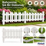 4 Adet Dekoratif Beyaz Bahçe Çiti-Plastik Peyzaj Çim Çiçek Koruma Korkuluğu Birbirine Eklenebilir 4 Panel Uzunluğu 232cm