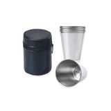 4 adet Deri Kılıflı 70 ml. Çelik Shot Kahve Kamp Bardağı rd95