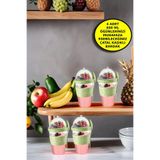 4 ADET Diyet & Kahvaltı için Çatal & Kaşıklı Kapaklı Yoğurt Müsli Salata Meyve Saklama Kabı - 600 ml OPH-001033