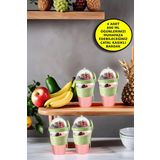 4 Adet Diyet & Kahvaltı Için Çatal & Kaşıklı Kapaklı Yoğurt Müsli Salata Meyve Saklama Kabı - 600 ml