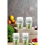 4 Adet Diyet & Kahvaltı Için Çatal & Kaşıklı Kapaklı Yoğurt Müsli Salata Meyve Saklama Kabı - 800ML