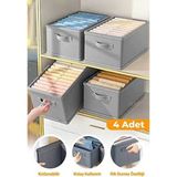 4 Adet - Dolap Içi Düzenleyici, Raf Düzenleyici, Katlanabilir Kıyafet Saklama Kutusu 45 x 25 x 20 cm - Gri - 45 x 20