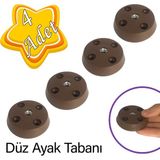 4 Adet Düz Ayak Tabanı Kahverengi Mobilya Masa Sehpa Ayağı Bağlantı Aparatı Plastik