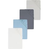 4 Adet Düz Pamuklu Tek Kişilik 80 x 200 x 30 cm Lastikli Penye Çarşaf - Gri - Beyaz - 80 x 200 cm