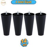 4 Adet Düz Plastik Ayak 14 Cm Mobilya Sehpa Kanepe Tv Ünitesi Koltuk Ayağı Baza Ayakları Siyah