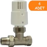 4 Adet Eca Trv4 Termostatik Düz Radyatör Valfi Petek Vanası 602120756