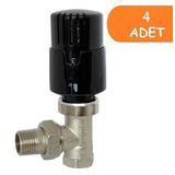 4 Adet Eca Trv4 Termostatik Köşe Radyatör Valfi Petek Vanası Siyah 802120116