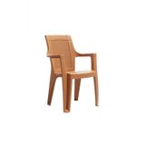 4 Adet Elegance Rattan Plastik Koltuk Bahce Sandalyesi - Teak Sutlu Kahve
