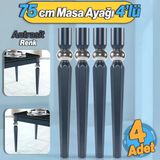 4 Adet Elips Masa Dresuar Ayağı 75 Cm Plastik Antrasit Ayak Mutfak Yemek Masası Mobilya Ayakları