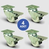 4 Adet Ep01Zkc50F. Oynak Tablalı Frenli Mobilya Tekerleği. Pvc