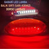 4 Adet Gabari Led Balık Sırtı Dorse Lambası Sarı-Kırmızı 12-24 Volt