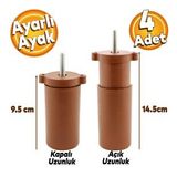 4 Adet Gizli Mobilya Kanepe Sehpa Koltuk Orta Destek Ayağı Ayarlanabilir 9.5 Cm Kahverengi Ayak