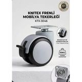 4 Adet Gri Büro Tipi Tablalı Dönerli Frenli Mobilya Tekerleği