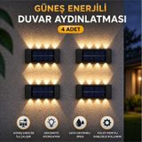 4 Adet Gunes Enerjili 10 Led Duvar Aplik Bahce Balkon Dis Mekan Solar Aydinlatma Seti Diğer