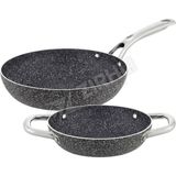 4 Adet Hascevher Dora Granit 2 Prç Tava Seti Kapaksız (18/22) 2.2 mm Gri
