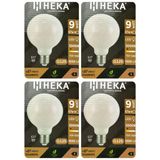 (4 Adet) Heka 9W (67W) 3000K (Sarı Işık) E27 Duylu (Kalın Duy) Led Glop G125 Ampul