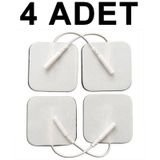 4 ADET Kablolu/Soketli Tens Pedi Elektrodu (5x5Cm Kare) Tens Peti Geçmeli Tens Pedi