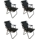 4 Adet Kamp Sandalyesi Katlanır Sandalye Piknik Sandalyesi Plaj Sandalyesi - 6456 Ecorce Tube Marron - Polyester