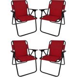 4 Adet Kamp Sandalyesi Katlanır Sandalye Piknik Sandalyesi Plaj Sandalyesi Kırmızı - 6456 Ecorce Tube Marron - Polyester