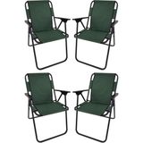 4 Adet Kamp Sandalyesi Katlanır Sandalye Piknik Sandalyesi Plaj Sandalyesi Yeşil - 6456 Ecorce Tube Marron - Polyester