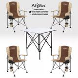 4 Adet Katlanır Kamp Sandalyesi Ve Alüminyum Masa Seti - Rustic Silver - Kum