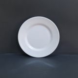 4 Adet Kırılmaz Melamin Çizgi Tatlı & Yemek Servis Tabağı 25 Cm - Beyaz Beyaz