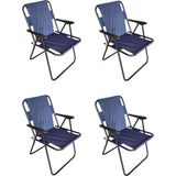4 Adet Kollu Kamp Koltuğu Katlanır Sandalye Piknik Sandalyesi Plaj Sandalyesi Lacivert - 6456 Ecorce Tube Marron - Polyester
