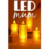 4 ADET Led Mum Simli Tipi Pil Dahil Dumansız Alev Ledli Yapay Dekoratif Mum Işığı PT421-23