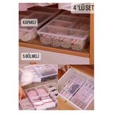 4 Adet Luna Çekmece Içi Düzenleyici Kemer Çorap Kravat Iç Çamaşırı Atlet Organizer Kapaklı Kutu