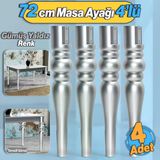 4 Adet Marina Masa Dresuar Ayağı 72 Cm Plastik Ayak Gümüş Gri Mutfak Yemek Masası Mobilya Ayakları