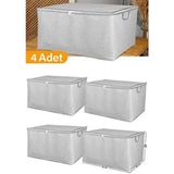 4 Adet - Maxi Boy Gri Benekli Yastık / Battaniye Hurcu - 70X45X40 cm - Beyaz - 75 x 45