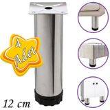 4 Adet Metal Ayarlanabilir 12 Cm Krom Destek Ayagi Mobilya Kanepe Baza Koltuk Dolap Sehpa Tv Unitesi Ayagi