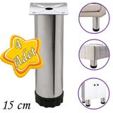 4 Adet Metal Ayarlanabilir 15 Cm Krom Destek Ayagi Mobilya Kanepe Baza Koltuk Dolap Sehpa Tv Unitesi Ayagi