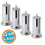 (4 Adet) Metal Mobilya Ayağı Modern Dayanıklı Koltuk Kanepe Tv Ünitesi M8 Civata Krom Gümüş 12 Cm Kalın 51 Mm