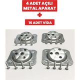 4 Adet Metal Sehpa ve Ahşap Ayak Bağlantı Aparatı Açılı Ayak Aparatı Zigon Sehpa Masa Koltuk Puf Mas - Gümüş
