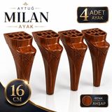 (4 Adet) Milan Ahşap Mobilya Ayağı 16 Cm Koltuk Kanepe Baza Sehpa Tv Ünitesi Modern Dekoratif Ayak