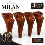 (4 Adet) Milan Ahşap Mobilya Ayağı 19 Cm Koltuk Kanepe Baza Sehpa Tv Ünitesi Modern Dekoratif Ayak