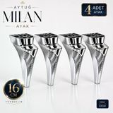 (4 Adet) Milan Krom Mobilya Ayağı 16 Cm Koltuk Kanepe Baza Sehpa Tv Ünitesi Modern Dekoratif Ayak